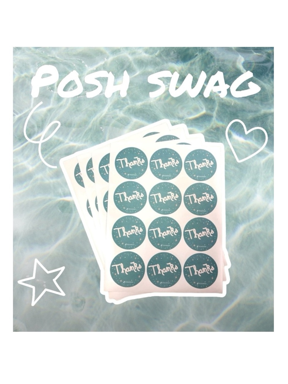 new Poshmark ★ Set 48 Thank You Stickers ★ Blue ★ 2.5” Round ★ Limited Edition ★
